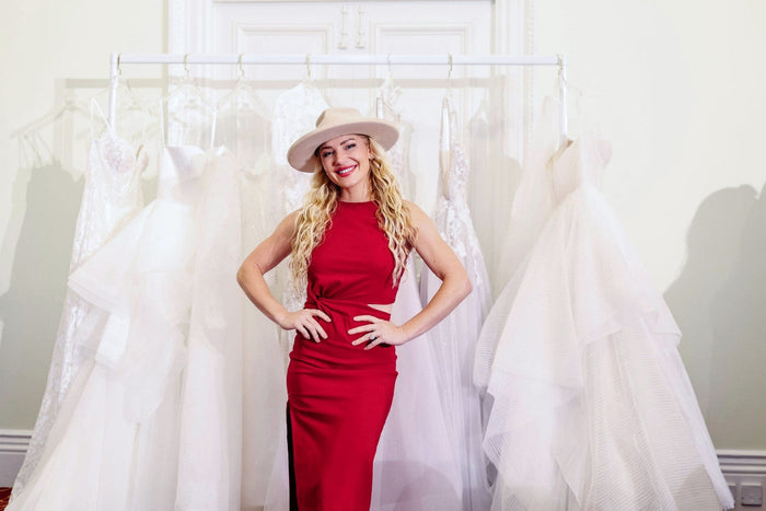 Hayley Paige at her debut collection runway reveal in Palm Beach, Florida