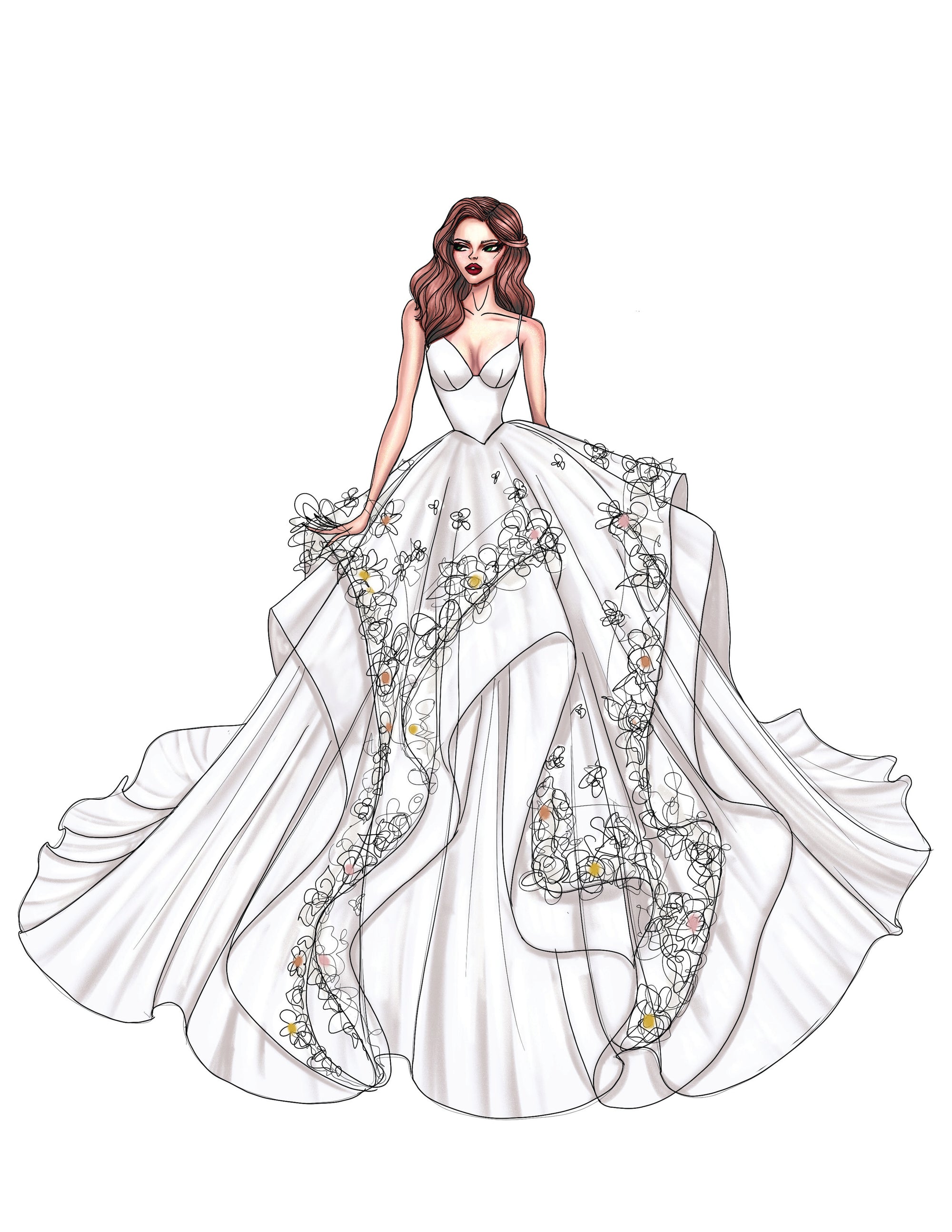a line dress sketch A line dress flat sketch Images