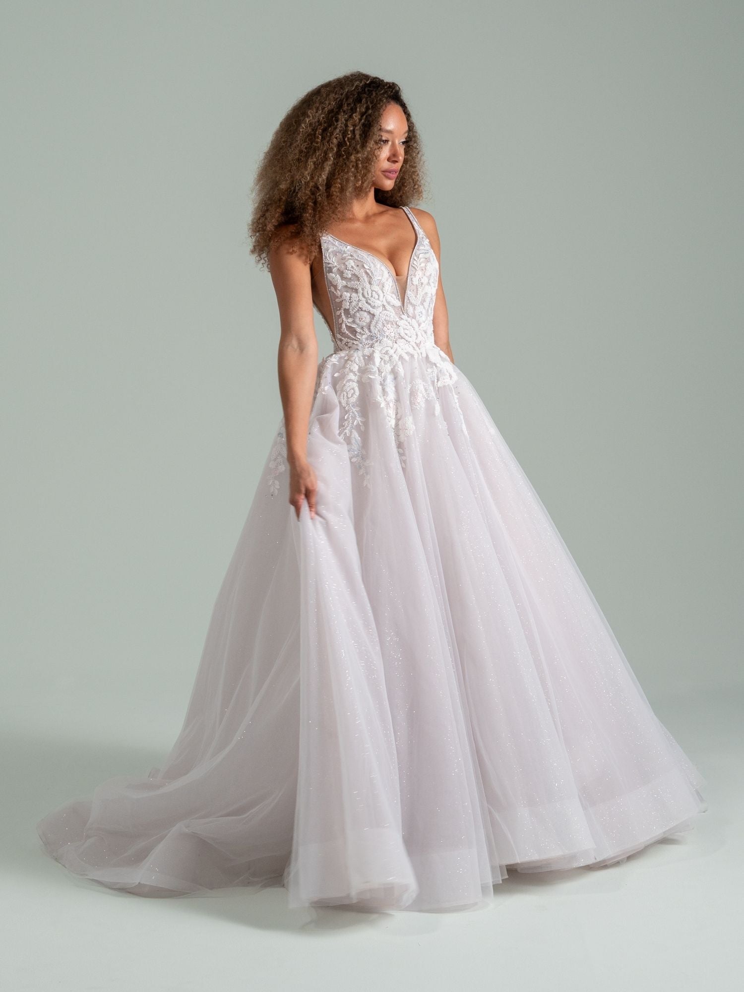 haley paige wedding dresses Silver Springs low open back with crisscross strap detail Dori 6413